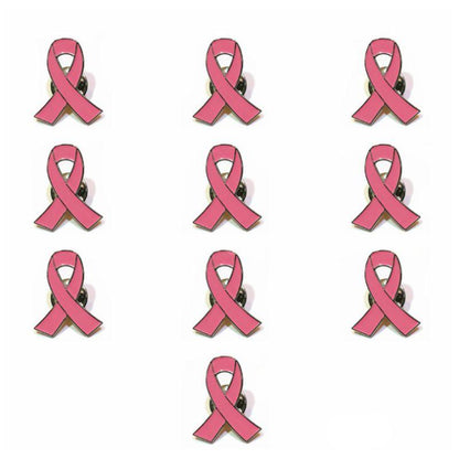 Metal Breast Cancer Awareness Ribbon Pins (10 Pack) by HitMyNeed