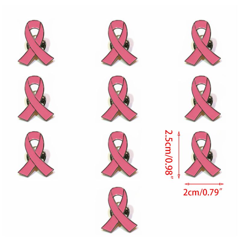 Metal Breast Cancer Awareness Ribbon Pins (10 Pack) by HitMyNeed
