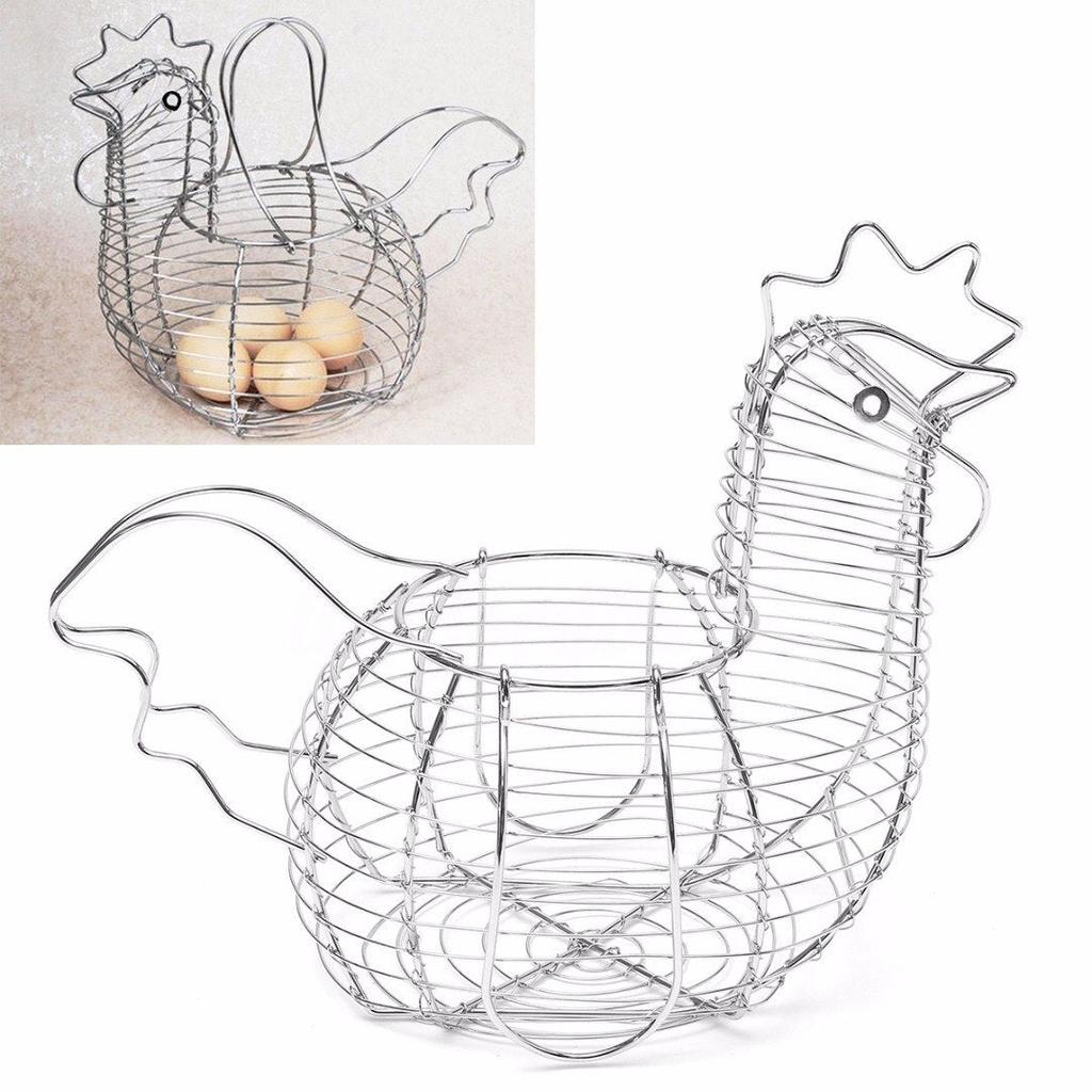 Metal Chicken Egg Basket with Handles by HitMyNeed