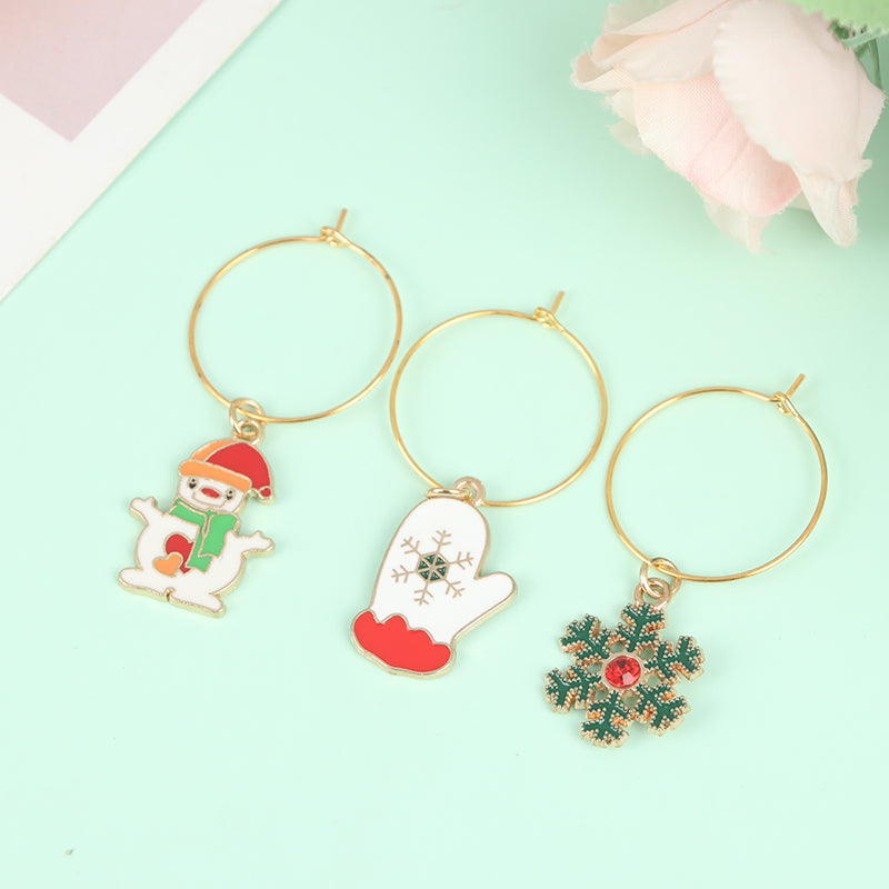 Metal Christmas Wine Charms Set with Storage Bag by HitMyNeed