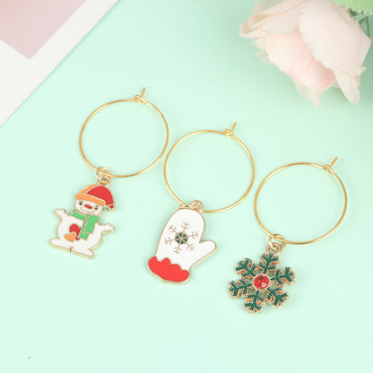 Metal Christmas Wine Charms Set with Storage Bag by HitMyNeed