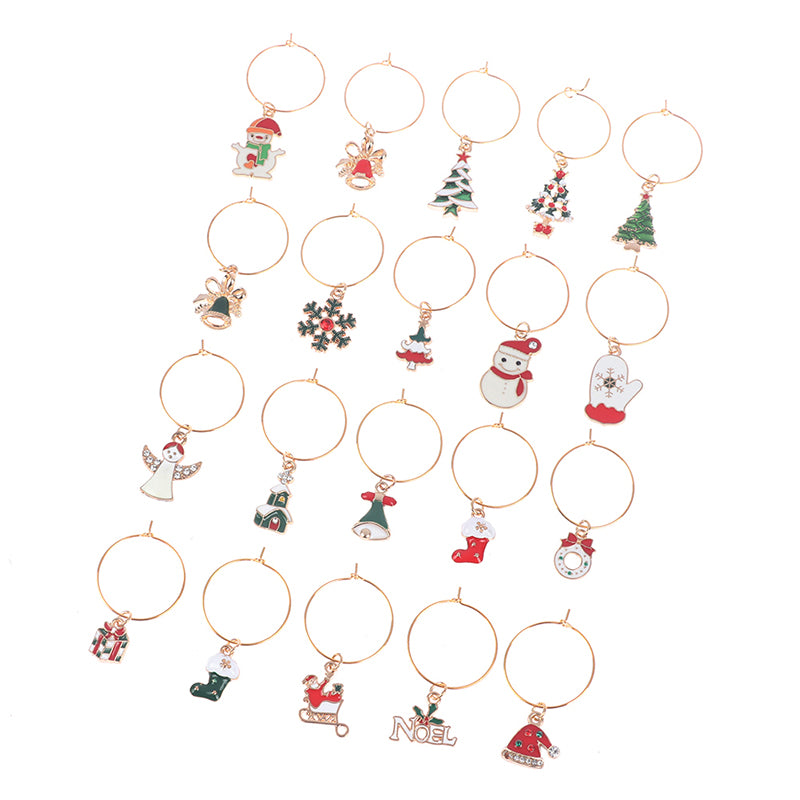 Metal Christmas Wine Charms Set with Storage Bag by HitMyNeed