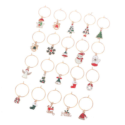 Metal Christmas Wine Charms Set with Storage Bag by HitMyNeed