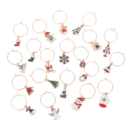 Metal Christmas Wine Charms Set with Storage Bag by HitMyNeed