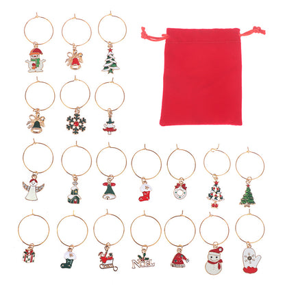 Metal Christmas Wine Charms Set with Storage Bag by HitMyNeed