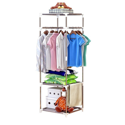 Metal Clothes Hanger Stand with 3 Storage Shelves by HitMyNeed
