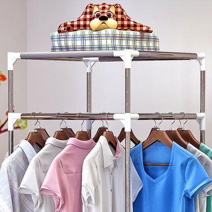 Metal Clothes Hanger Stand with 3 Storage Shelves by HitMyNeed