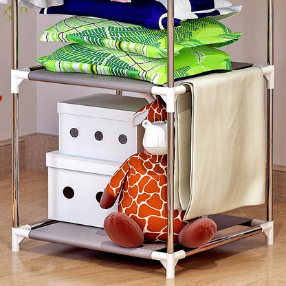 Metal Clothes Hanger Stand with 3 Storage Shelves by HitMyNeed