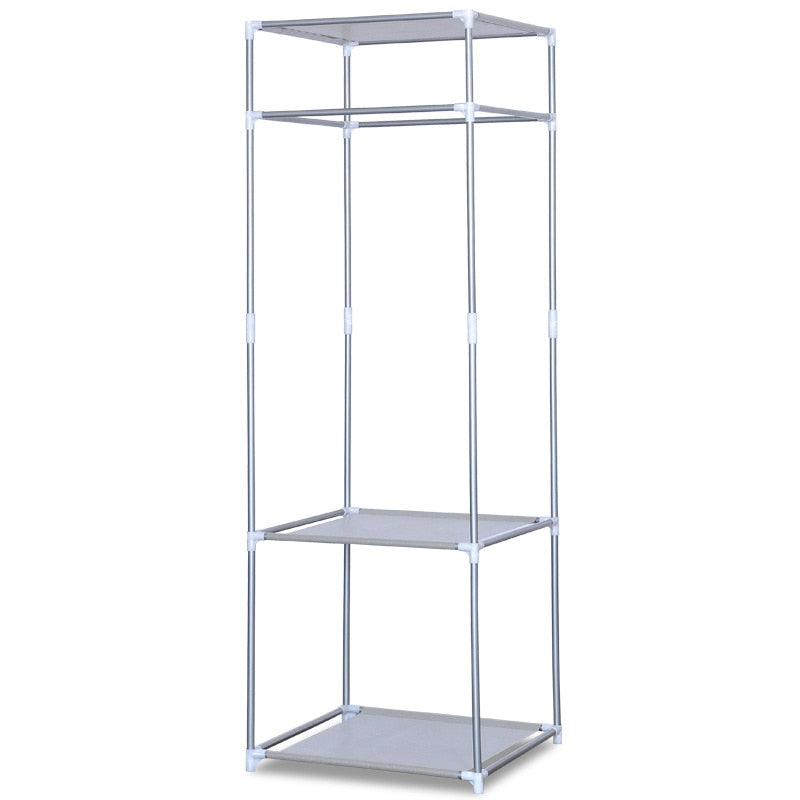 Metal Clothes Hanger Stand with 3 Storage Shelves by HitMyNeed