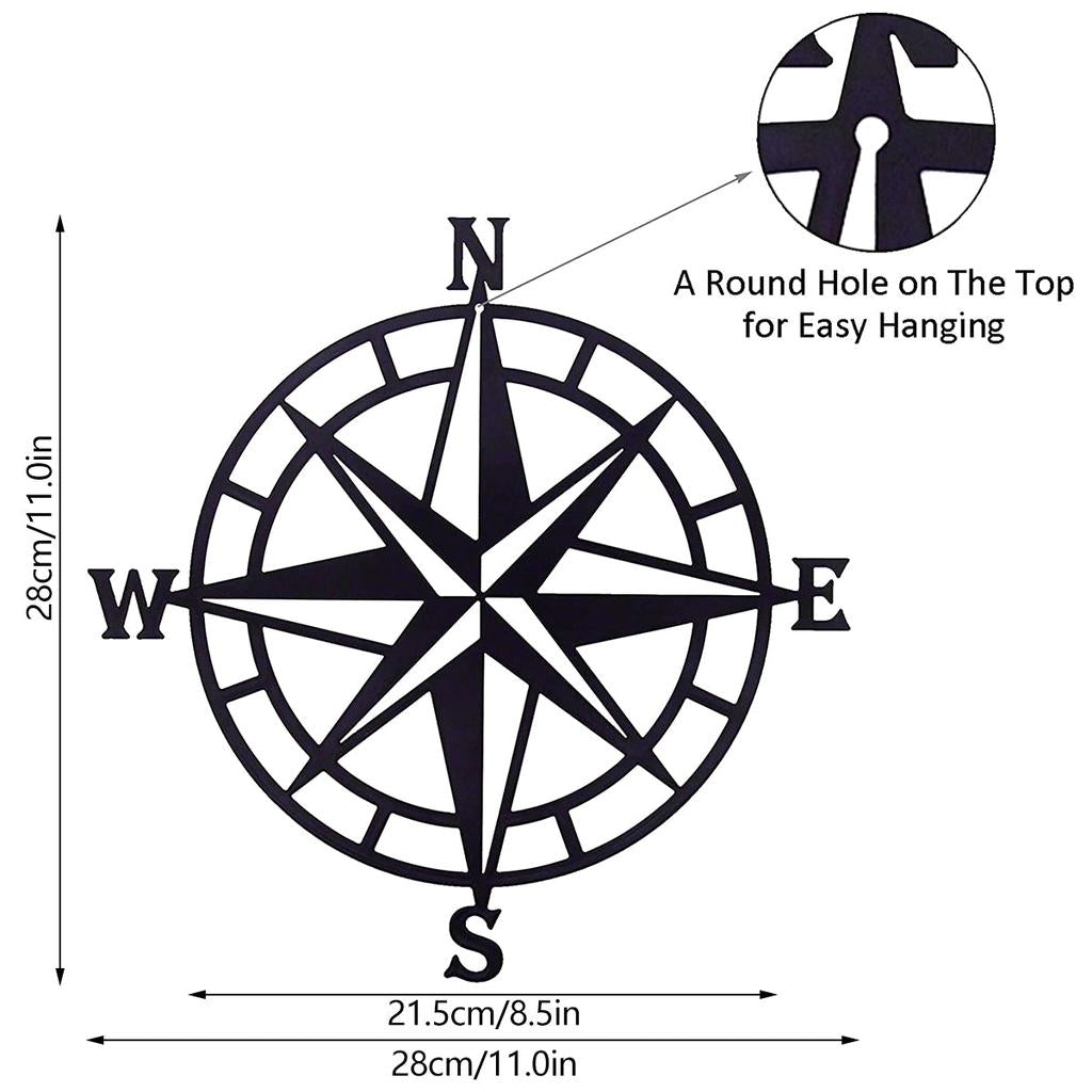 Metal Compass Wall Decor, 28 cm Wall Art by HitMyNeed