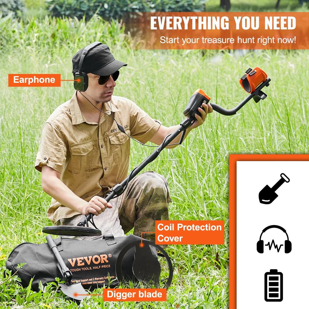 Metal Detector for Adults & Kids with LCD & 10" Coil by HitMyNeed