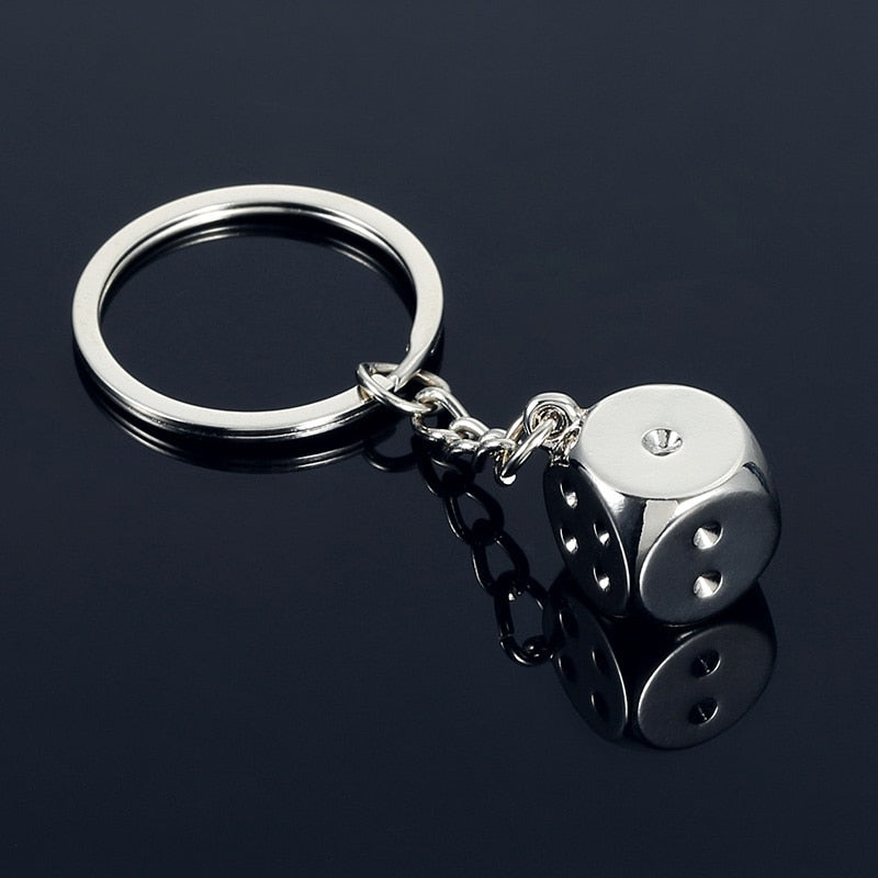 Metal Dice Keychain - Zinc Alloy Casino Dice Charm by HitMyNeed