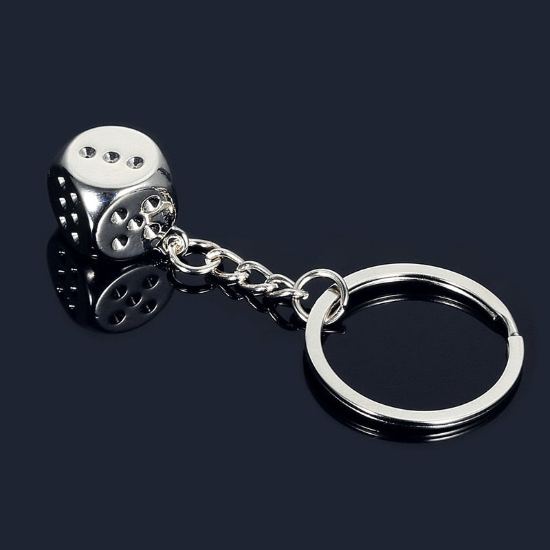 Metal Dice Keychain - Zinc Alloy Casino Dice Charm by HitMyNeed