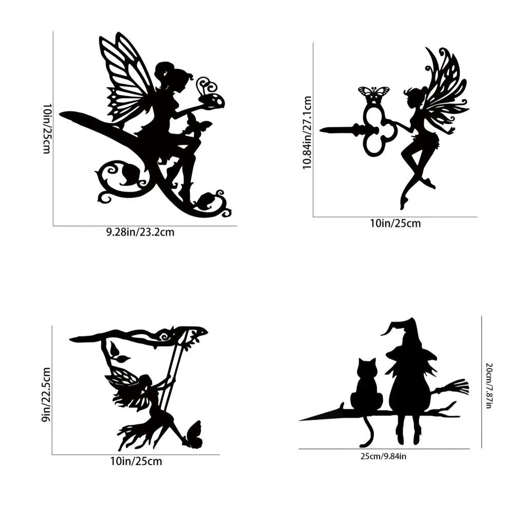 Metal Fairy or Witch Silhouette Tree Art for Gardens by HitMyNeed