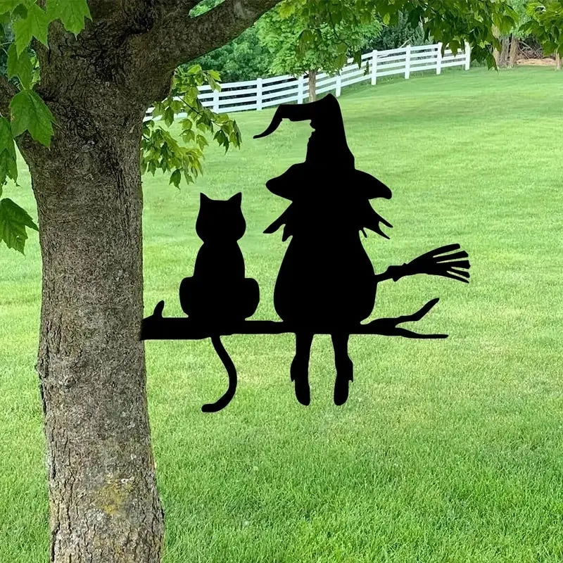 Metal Fairy or Witch Silhouette Tree Art for Gardens by HitMyNeed