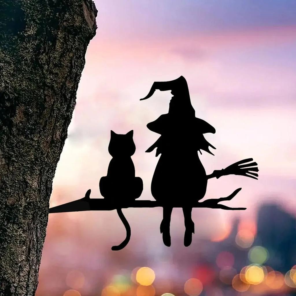 Metal Fairy or Witch Silhouette Tree Art for Gardens by HitMyNeed