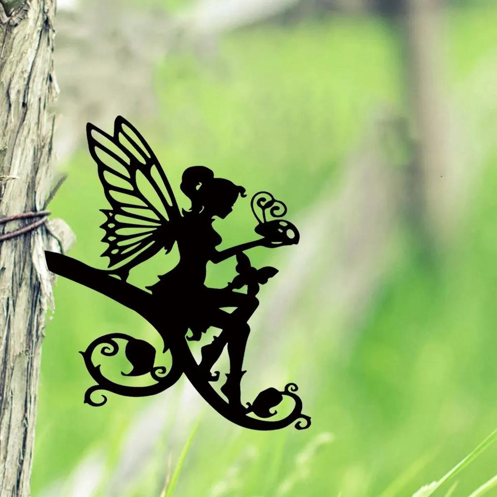 Metal Fairy or Witch Silhouette Tree Art for Gardens by HitMyNeed