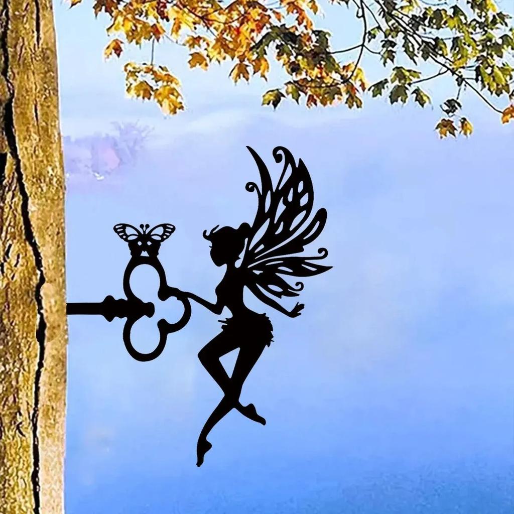 Metal Fairy or Witch Silhouette Tree Art for Gardens by HitMyNeed