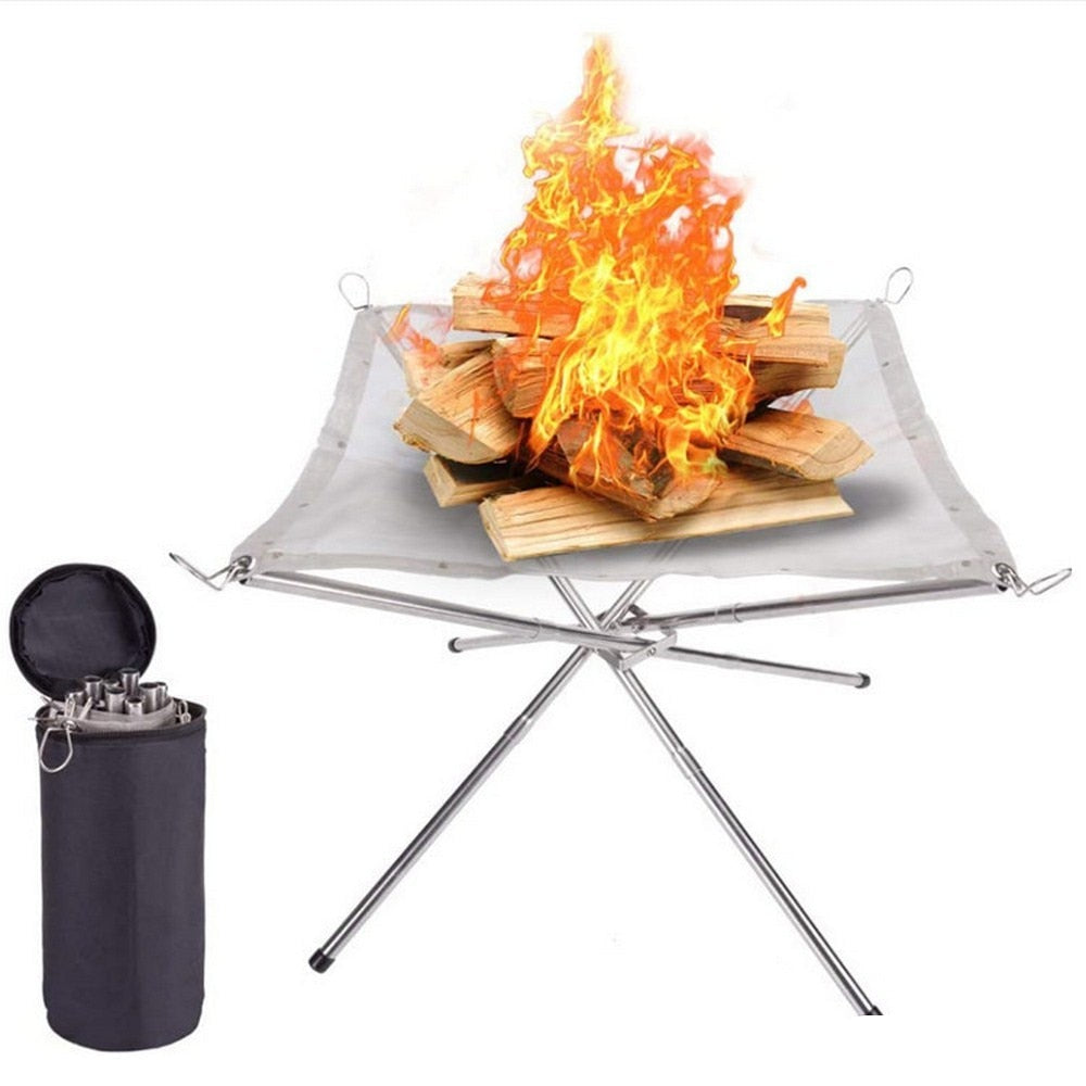 Metal Frame Collapsible Fire Pit for Camping by HitMyNeed