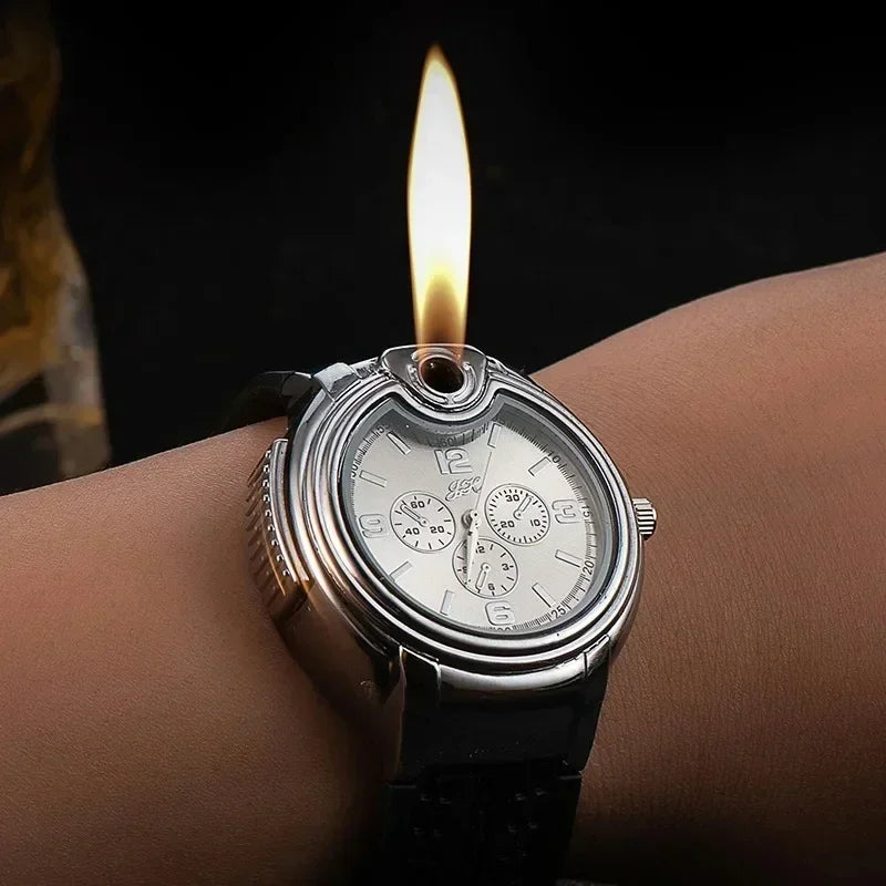 Metal Gas Watch Lighter - Refillable Windproof Watch by HitMyNeed
