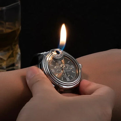 Metal Gas Watch Lighter - Refillable Windproof Watch by HitMyNeed