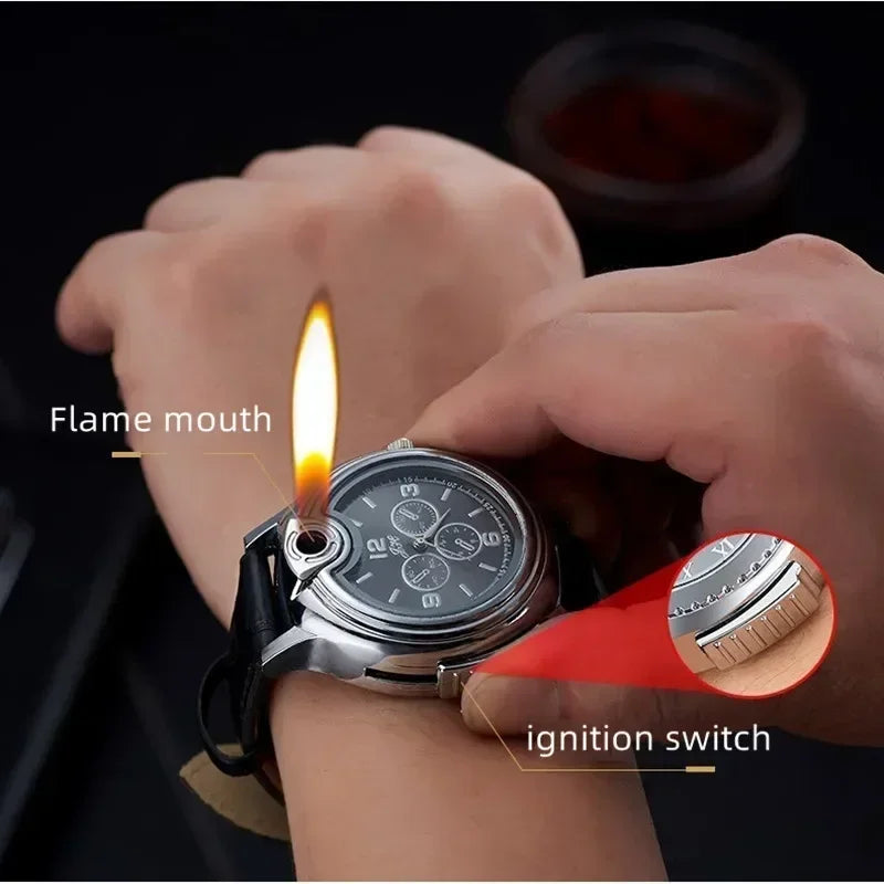 Metal Gas Watch Lighter - Refillable Windproof Watch by HitMyNeed