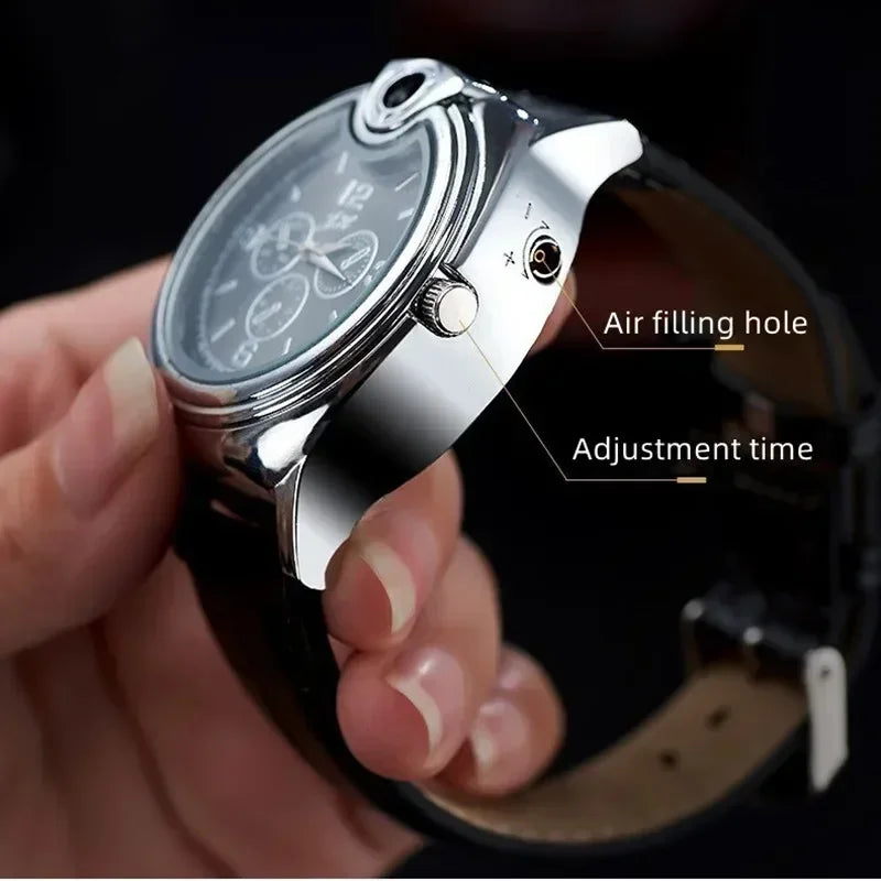 Metal Gas Watch Lighter - Refillable Windproof Watch by HitMyNeed