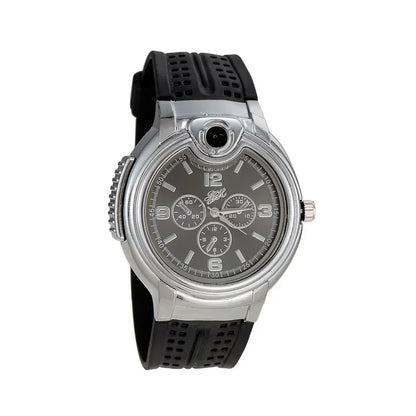 Metal Gas Watch Lighter - Refillable Windproof Watch black by HitMyNeed