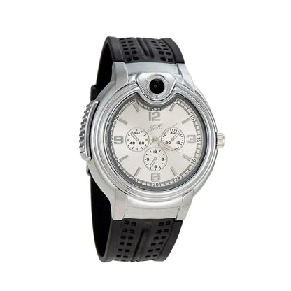 Metal Gas Watch Lighter - Refillable Windproof Watch white by HitMyNeed