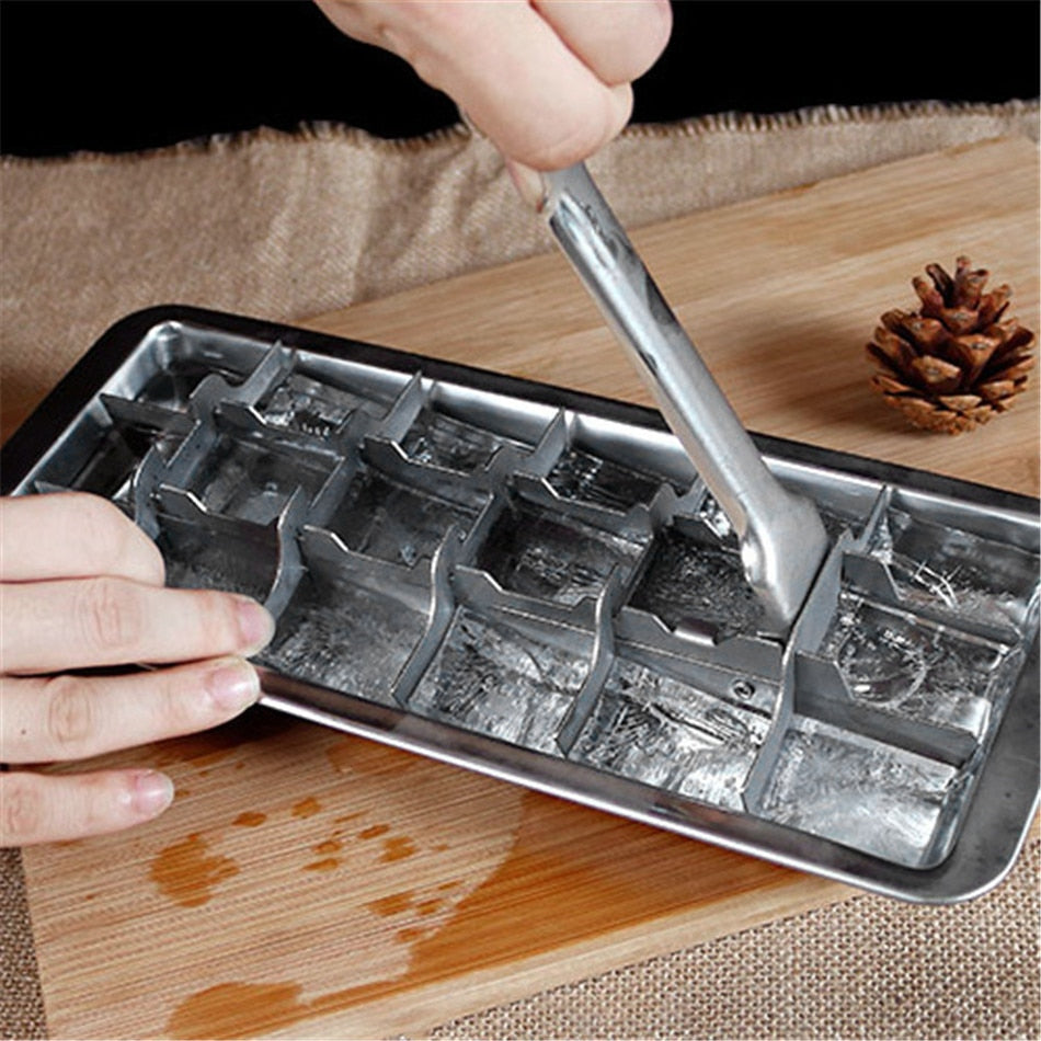 Metal Ice Cube Tray with Easy Release Lever by HitMyNeed