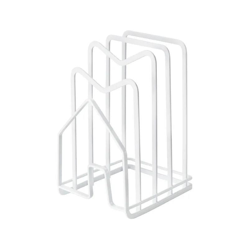Metal Kitchen Chopping Board & Lid Rack Organizer white by HitMyNeed