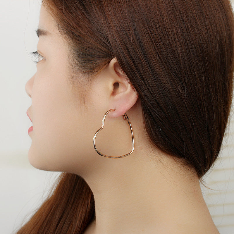 Metal Large Heart Hoop Earrings for Women by HitMyNeed
