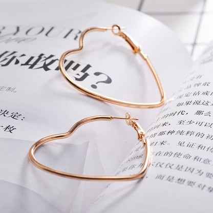 Metal Large Heart Hoop Earrings for Women by HitMyNeed
