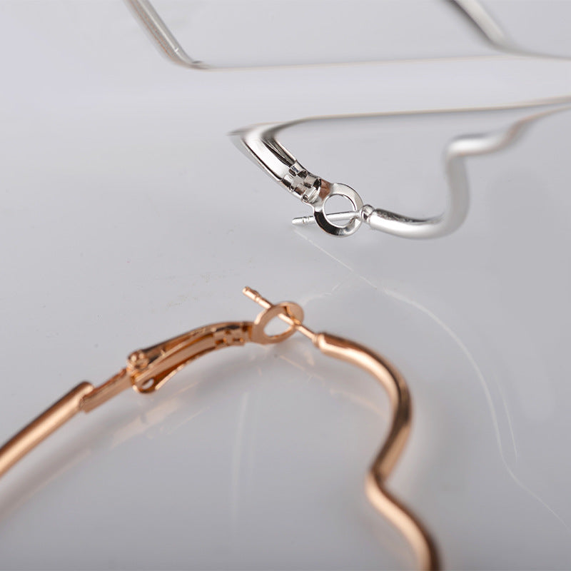 Metal Large Heart Hoop Earrings for Women by HitMyNeed