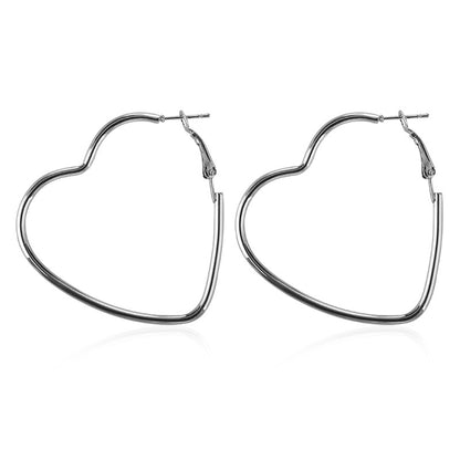 Metal Large Heart Hoop Earrings for Women by HitMyNeed