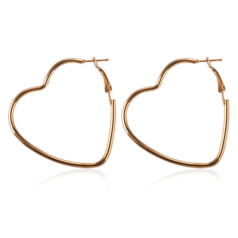 Metal Large Heart Hoop Earrings for Women ae1217 by HitMyNeed