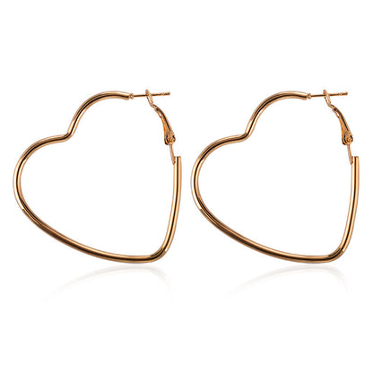 Metal Large Heart Hoop Earrings for Women ae1217 by HitMyNeed