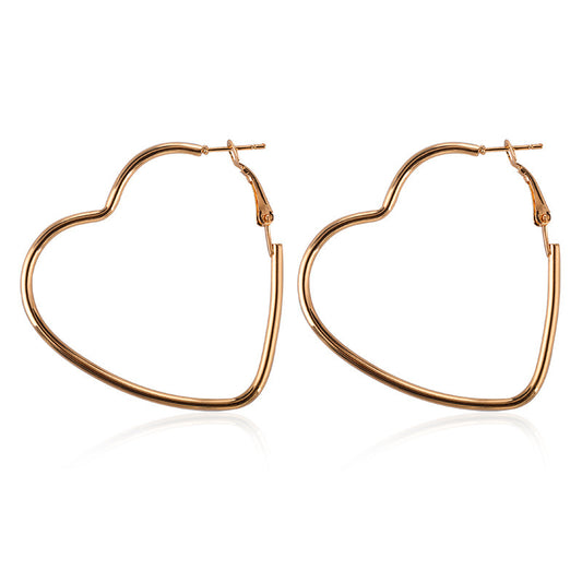 Metal Large Heart Hoop Earrings for Women ae1217 by HitMyNeed