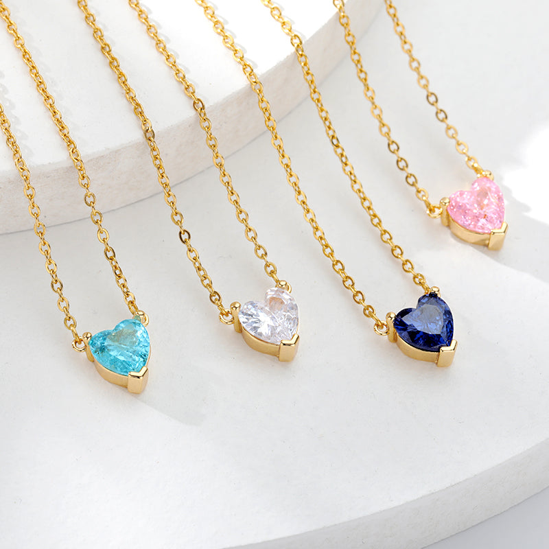 Metal Link Chain Crystal Heart Necklace by HitMyNeed