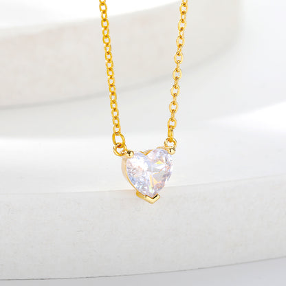 Metal Link Chain Crystal Heart Necklace by HitMyNeed