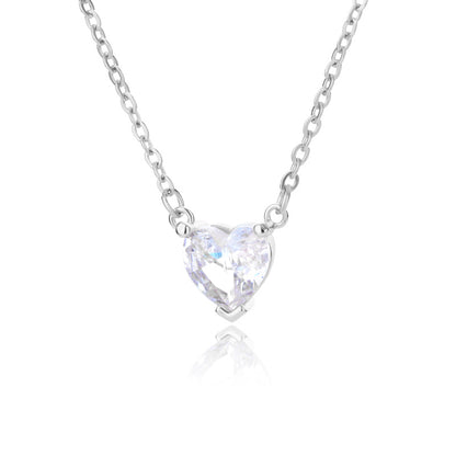 Metal Link Chain Crystal Heart Necklace n02691p-white by HitMyNeed