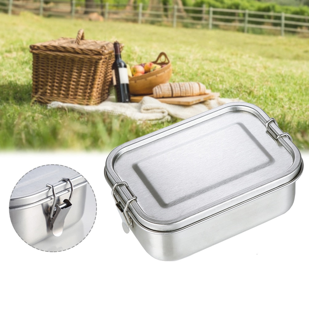 Metal Lunch Box Leakproof Stainless Steel 800ml by HitMyNeed