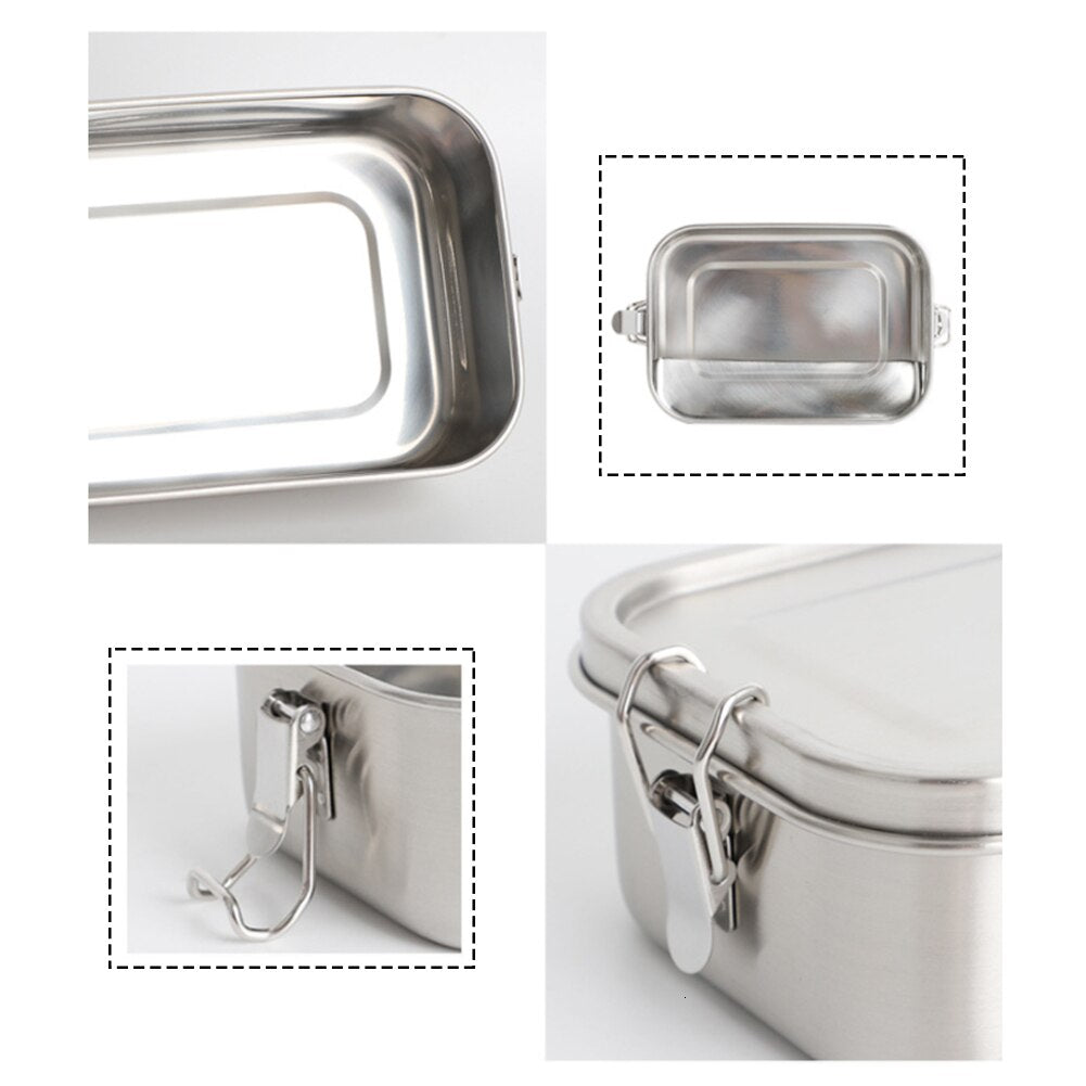 Metal Lunch Box Leakproof Stainless Steel 800ml by HitMyNeed