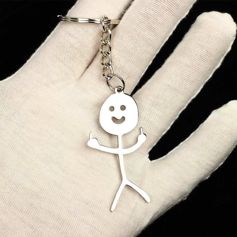 Metal Middle Finger Keychain with Key Ring by HitMyNeed