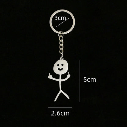 Metal Middle Finger Keychain with Key Ring by HitMyNeed