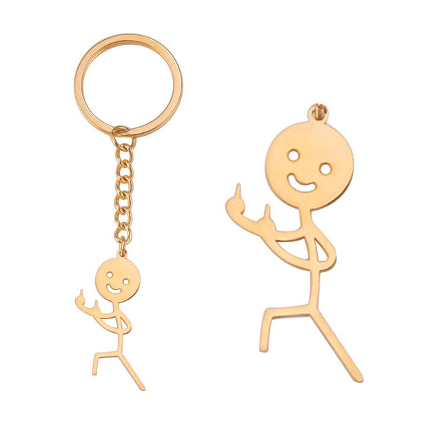 Metal Middle Finger Keychain with Key Ring kc-89g by HitMyNeed