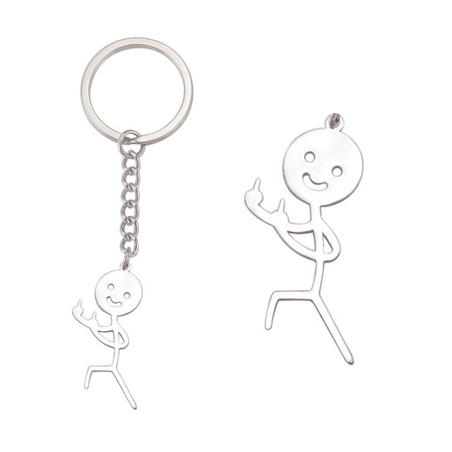 Metal Middle Finger Keychain with Key Ring kc-89s by HitMyNeed