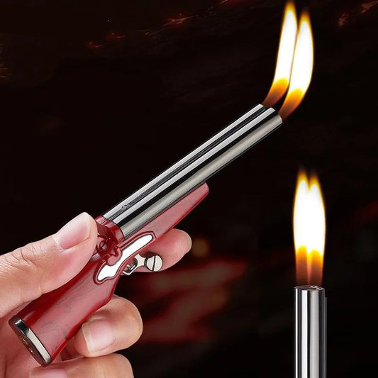 Metal Mini Gun Dual Flame Butane Lighter by HitMyNeed
