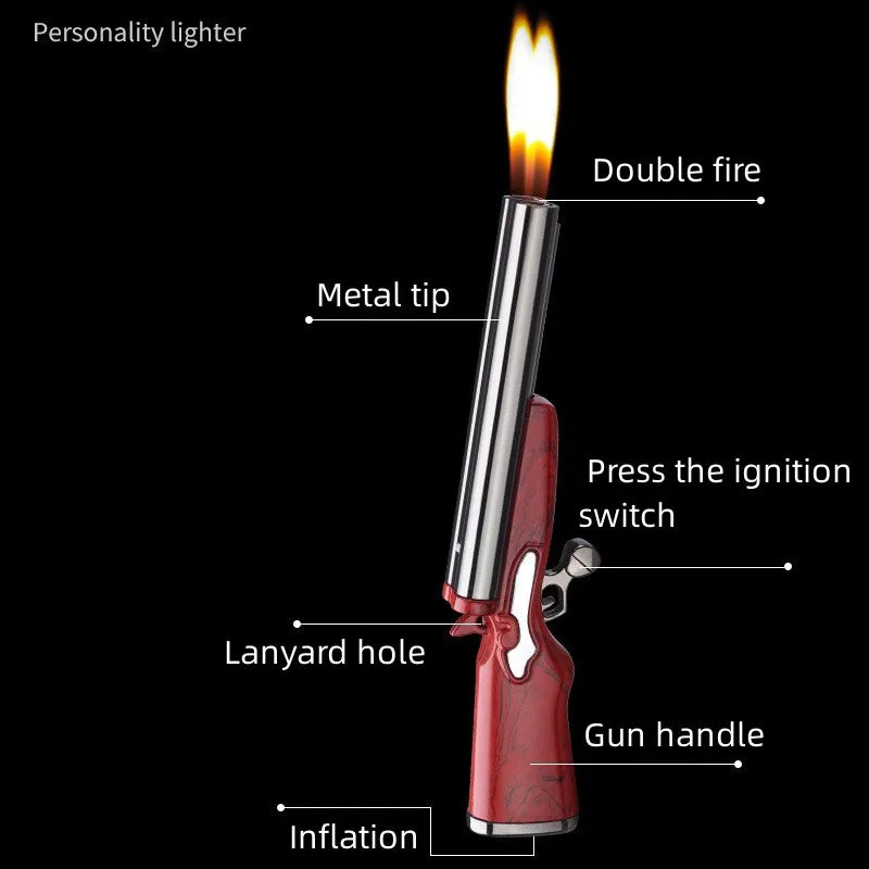 Metal Mini Gun Dual Flame Butane Lighter by HitMyNeed