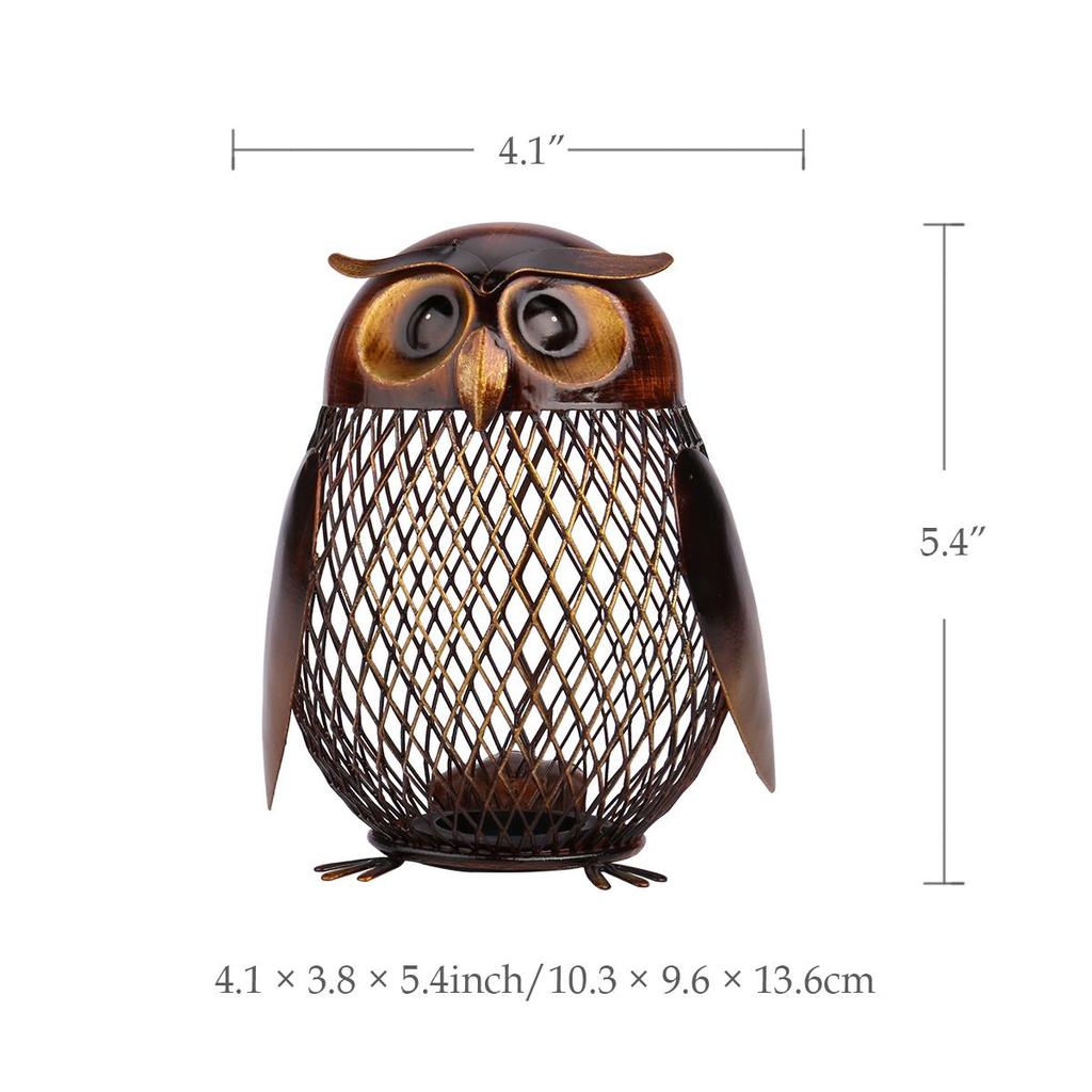 Metal Owl Piggy Bank Coin Saver by HitMyNeed